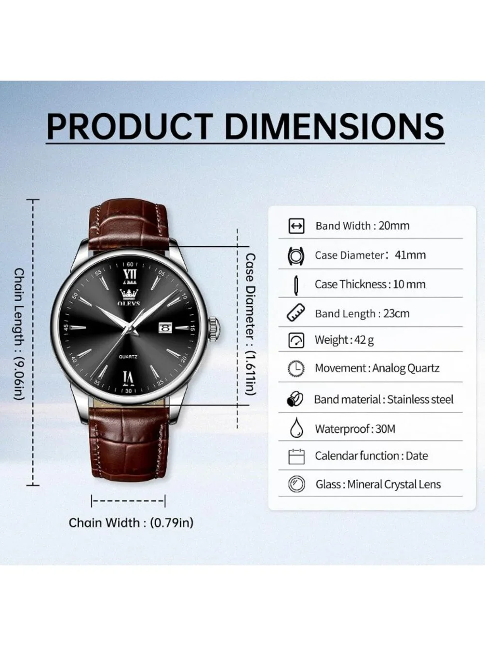 Men's Brown And Black Analog Quartz Stainless Steel Roman Numbers Classic Watch